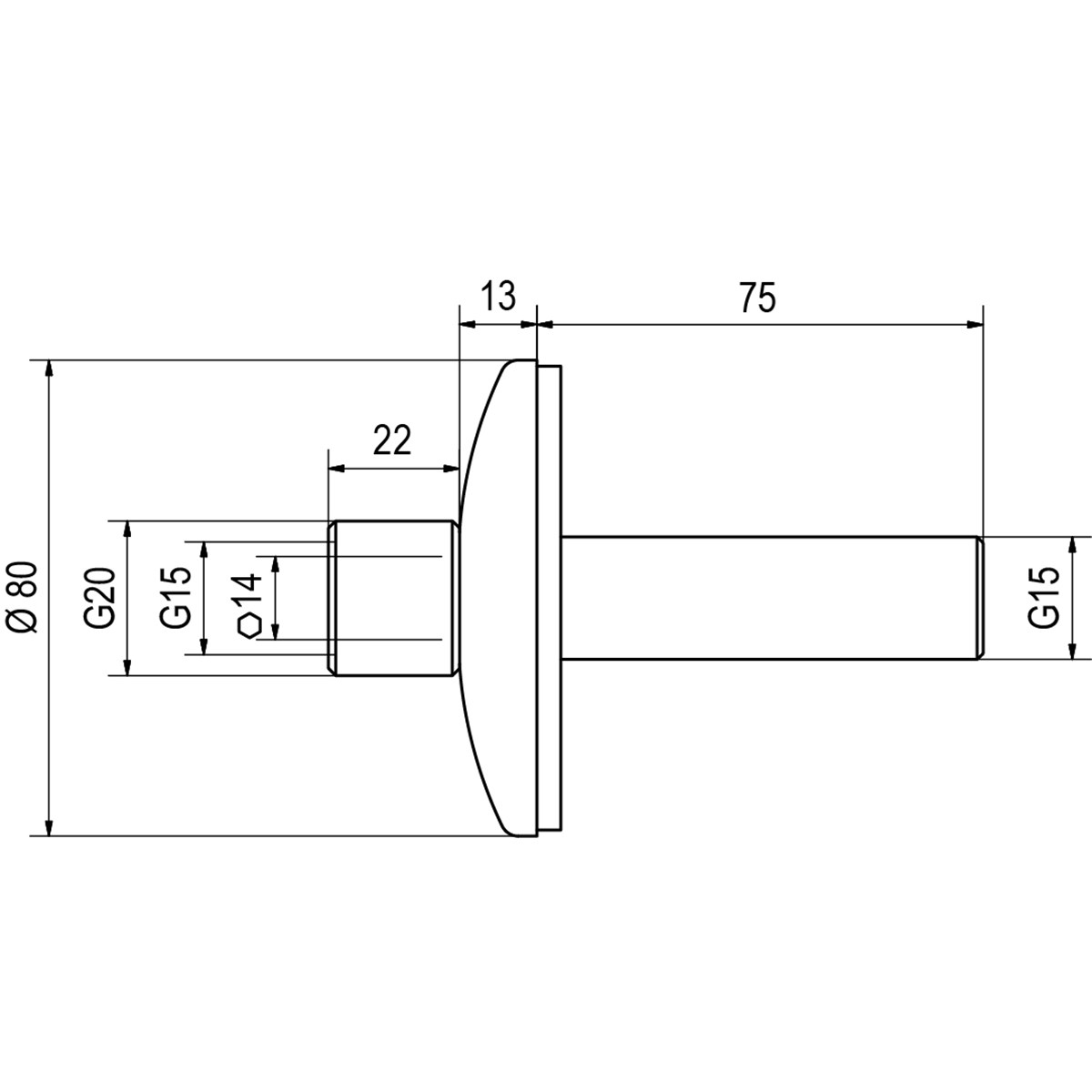 LK Anslutningskoppling G20 utv/G15 inv, rak